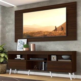 Rack c/ Painel P/TV até 65" e Pés Retrô Flórida Multimóveis Duna/Branco
