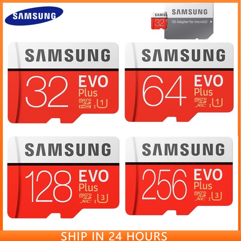 Cartão De Memória Original Samsung EVO PLUS Com Conversão SD De Alta Velocidade 100 MB U3 TF UHS-I 64GB/128GB + Adaptador