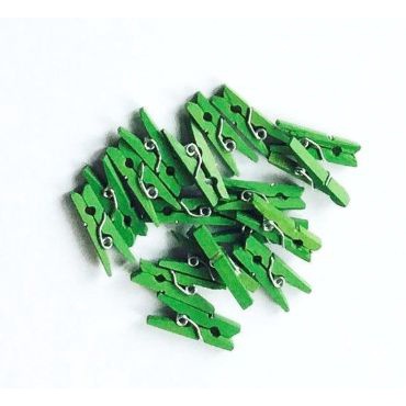 Mini Prendedor de Madeira Verde 2,5cm - 50 Unidades