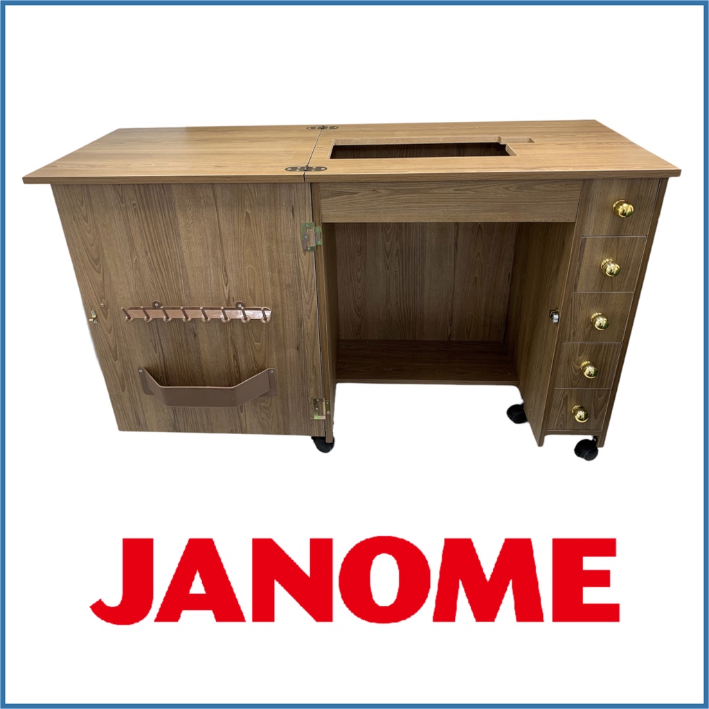 Gabinete Gaveteiro com 5 Gavetas Móvel Mesa Para Máquina De Costura Janome Portátil (Braço Livre) - CEDRO