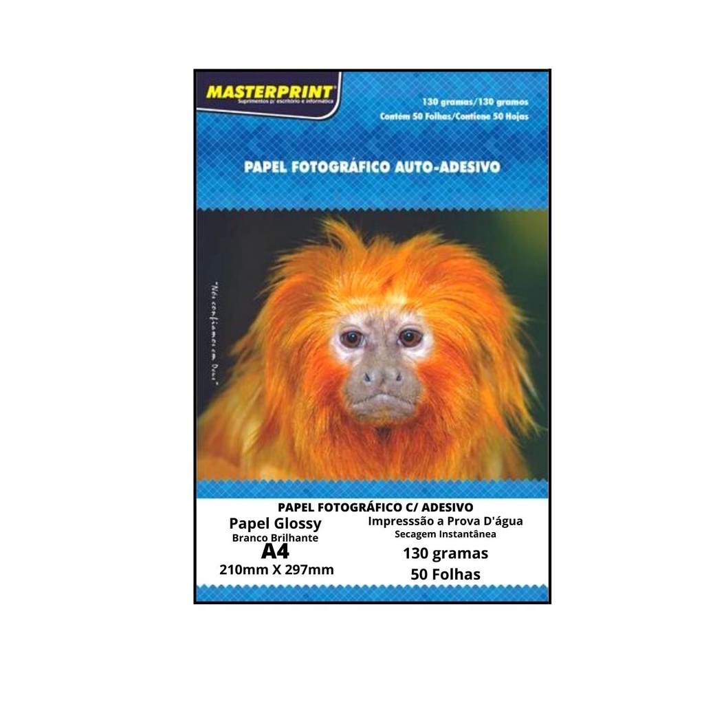 Papel Fotográfico COM ADESIVO 50Fls Glossy 130g  A4 - MASTERPRINT em Oferta na Shopee