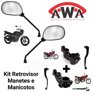 KIT PAR DE RETROVISOR+MANICOTOS E MANETES DE EMBREAGEM E DE FREIO A TAMBOR YBR-FACTOR 125