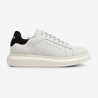 Tênis Masculino Couro Casual Ferracini Sola Flat Impulse Cadarço Branco Preto 7614-570C