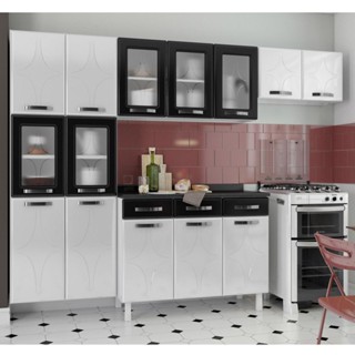 Cozinha de Aço Compacta 3 Peças Amanda Multimóveis CR6069 Branco/Preto