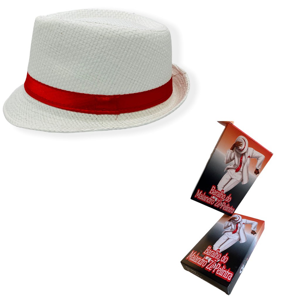 Kit Baralho Malandro Zé Pilintra + Chapeu Com Fita Vermelha