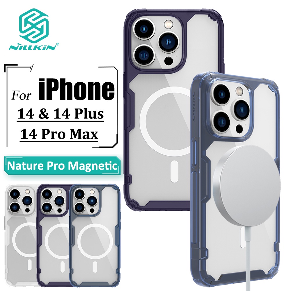 Nillkin Capa Magnética Transparente Para iPhone 14 Natureza Pro De Telefone Ultrafina Luxuosa Macia TPU Airbag Traseira - Mobile & Gadgets