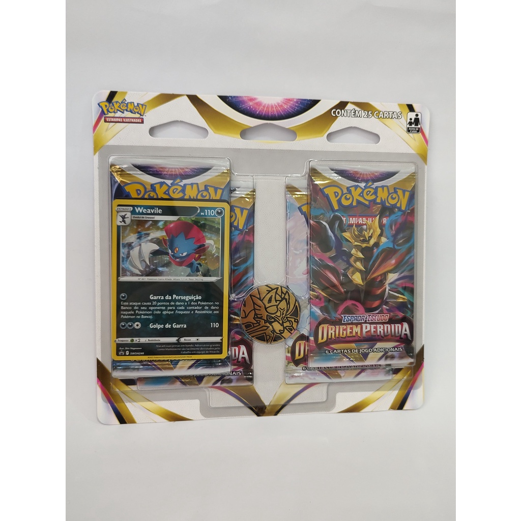 Pokémon TCG - BLISTER QUADRUPLO WEAVILE ESPADA E ESCUDO 11 ORIGEM ...