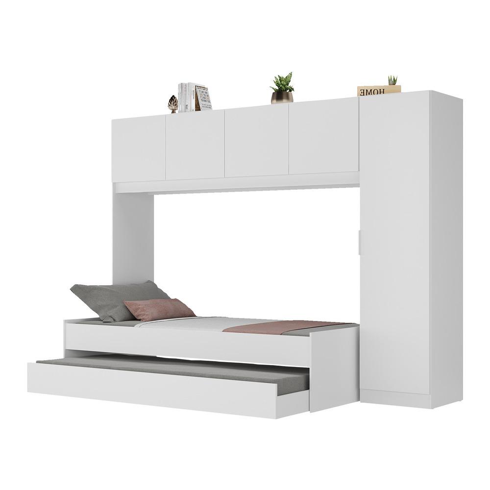 Bicama de Solteiro com Guarda Roupa Dublin Multimóveis MP4032 Branca em Oferta na Shopee