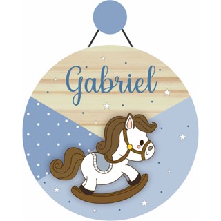 Enfeite Porta Maternidade Cavalinho, Cavalo de Pau, Cavalo - Nome personalizado - Decoração para quarto! GUIRLANDA