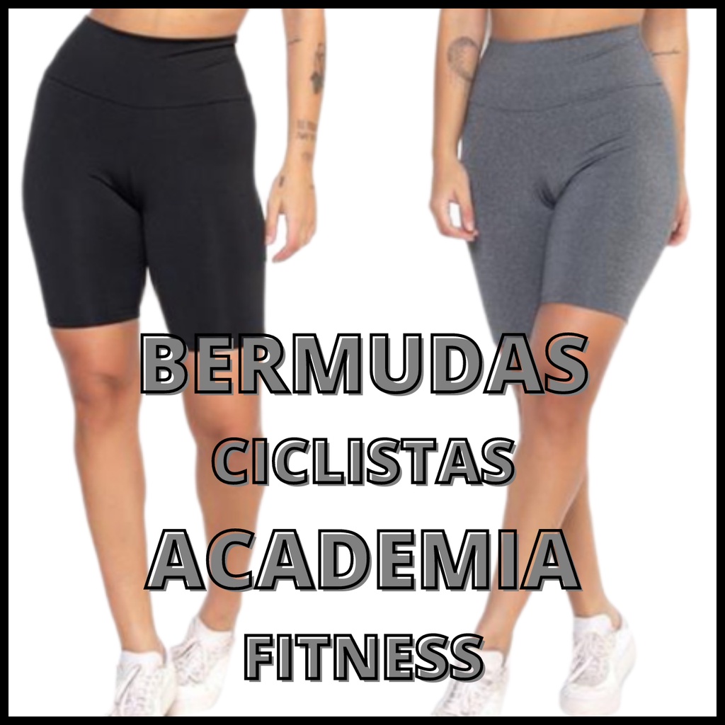 KIT 2 BERMUDAS Shorts Legging, Leg em Suplex, Não Fica Transparente Moda Feminina e Academia
