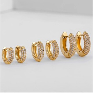 Brinco Trio Argola Zircônia Cristal Banhado a Ouro 18k