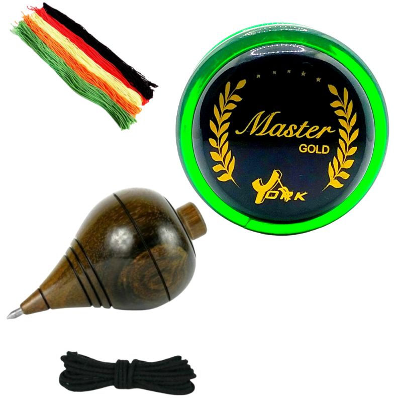 kit yoyo (ioiô,yo-yo) york master Gold + pião retrô de madeira