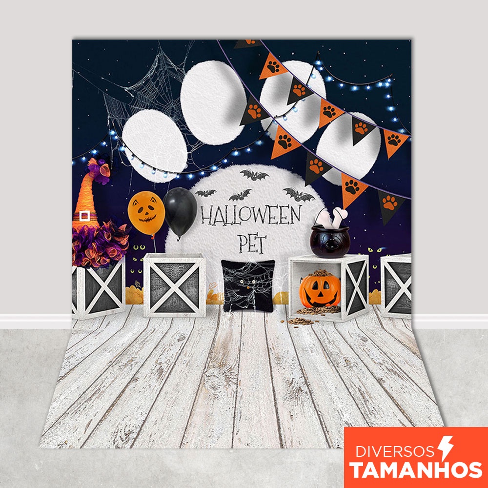 Fundo Fotográfico Pet Festa de Halloween Painel Em Tecido Sublimado para Foto 1,20x1,70m - PET-77 em Oferta na Shopee