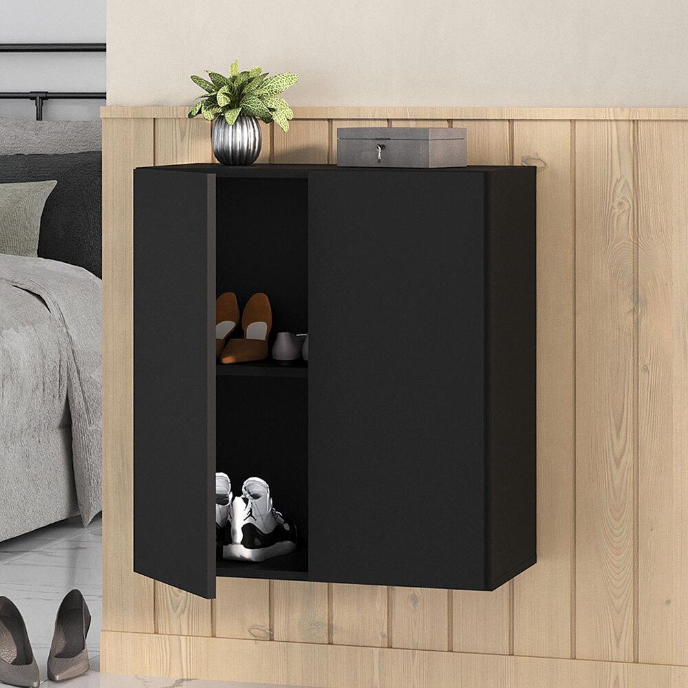 Sapateira 2 Portas Suspensa Nina Multimóveis Preta em Oferta na Shopee