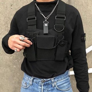 Colete Tático Modular Peito Ferramental Saco Streetwear Cor Sólida Bolsa Feminina