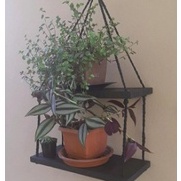 Suporte com duas prateleiras de corda para decoração plantas vasos suculenta banheiro gabinete — imagem 2 de 2