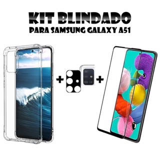 Kit anti quebra para celular Capa Película 3d Tela E Câmera Para Samsung Galaxy A51