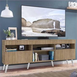 Rack TV 65" com Pés Retrô e 2 Portas Paris Multimóveis Rustic/Branco em Oferta na Shopee