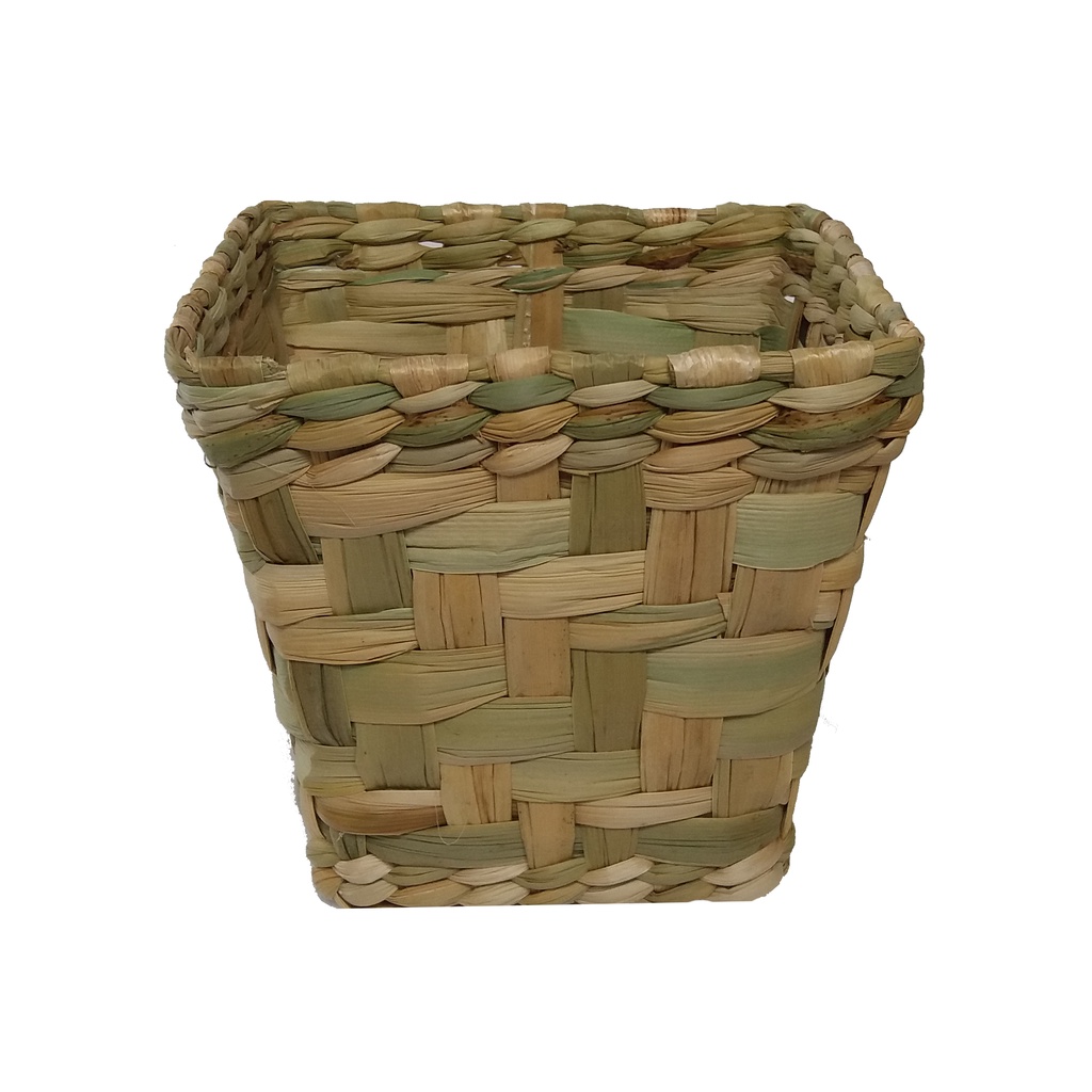 Cesto Cachepô Caixa Vaso Porta Violeta Palha da Taboa Vime Organizadora M 17x17x16
