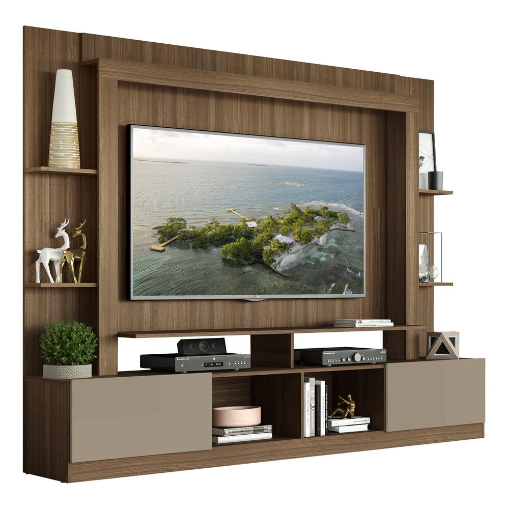 Estante com Suporte para TV até 65" Multimóveis Oslo FG3386 Madeirada/Lacca Fumê em Oferta na Shopee