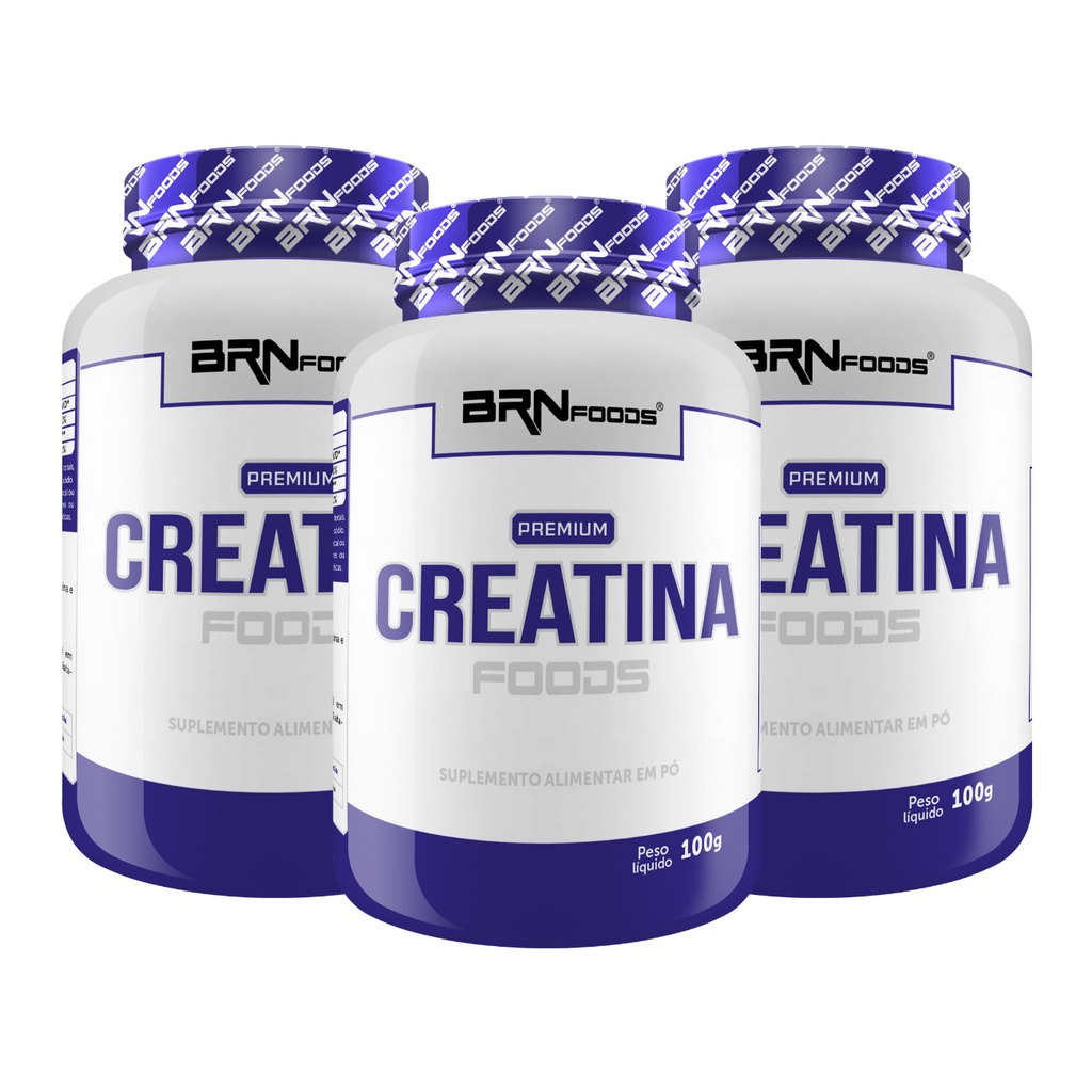 Kit 3x Premium Creatina Foods com Maltodextrina 100g - BRN Foods
