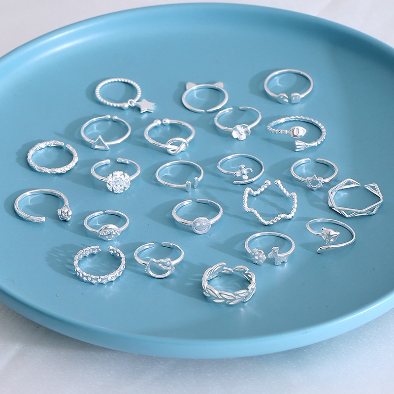 FEILING fashion ladies all silver ring S925 Abertura Dos Dedos ...