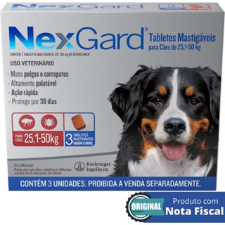 Nexgard Antipulgas E Carrapatos Cães 25,1 A 50kg Com 3 Tabletes