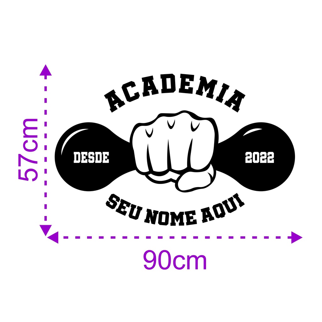 Adesivo Fitness Academia 57x90 Musculação porta Parede vidro espelho Aclm001