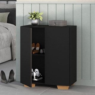 Sapateira 2 Portas Nina Multimóveis Preta/Natural em Oferta na Shopee