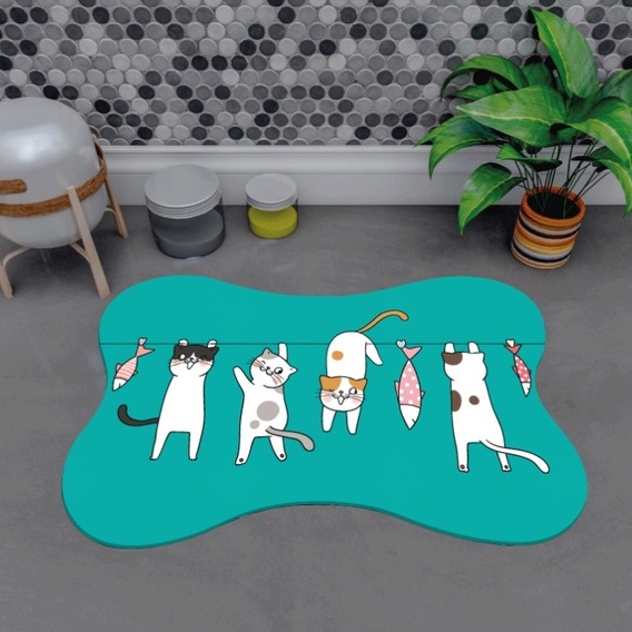 Tapete Pet Gatinho Para Comedouro Osso 46x30