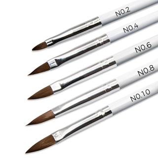 Kit 5 Pincéis Profissionais Decoração Unhas Gel Acrílico Porcelana Aquarela Manicure Pedicure Branco em Oferta na Shopee