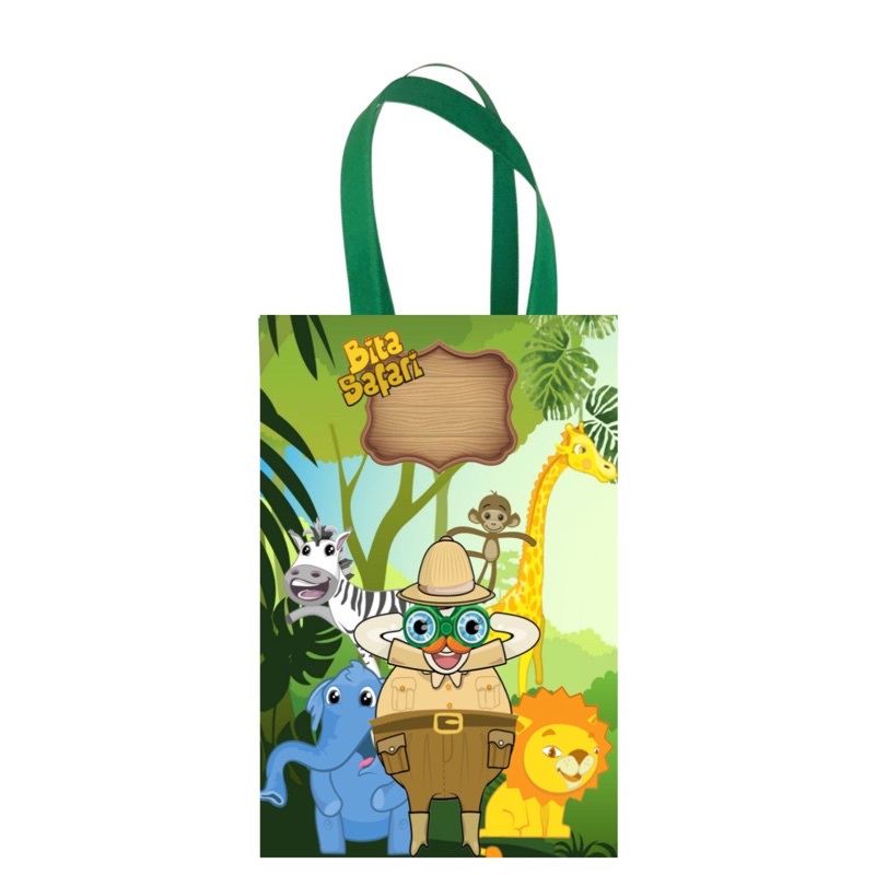 15 Sacolinhas Surpresa Personalizadas no Tema Mundo Bita Safari Tamanho Pequeno 16cmx4cmx10cm