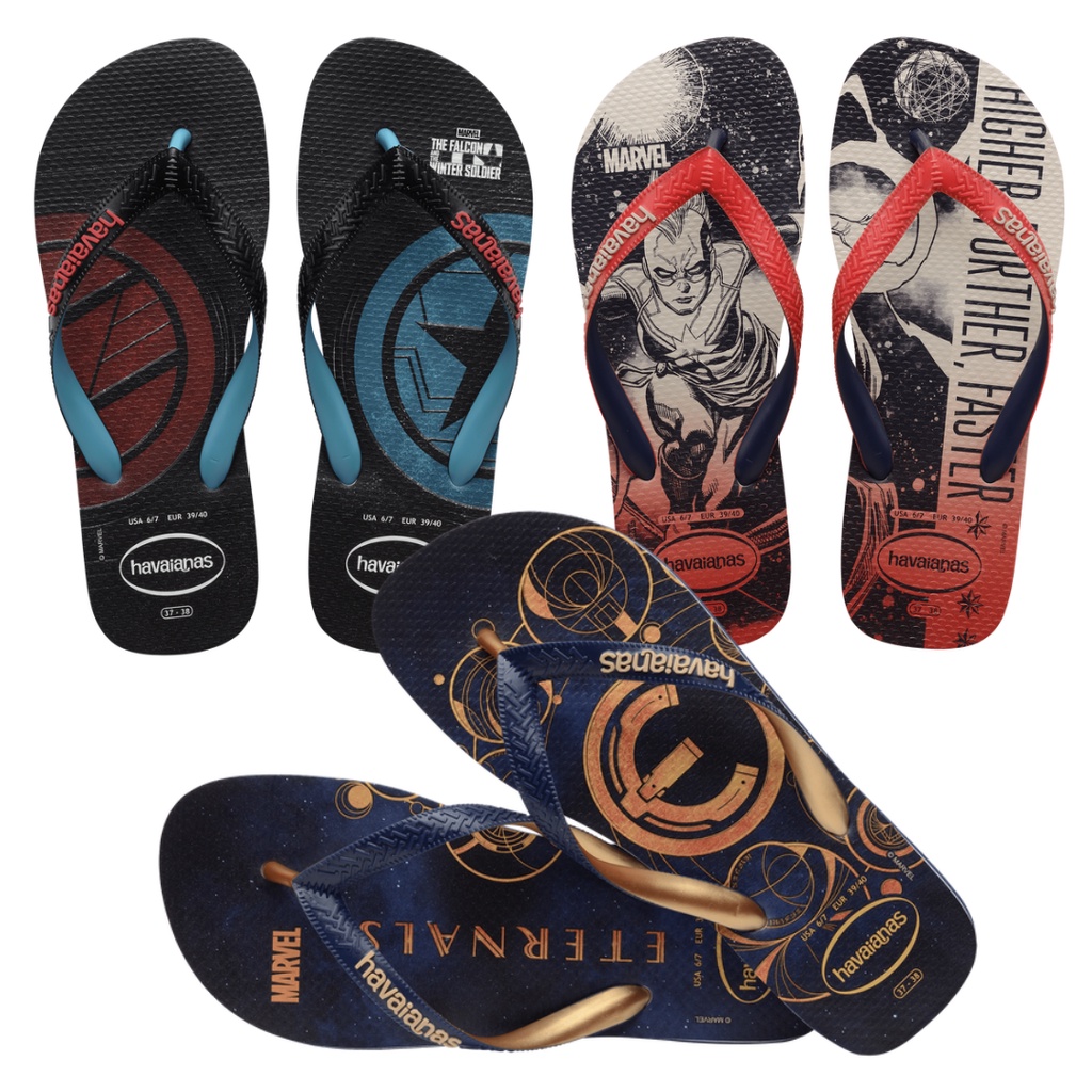 Chinelo Havaianas Marvel Eternos Capitã Marvel Falcão Soldado Invernal Vigandores Adulto Infantil em Oferta na Shopee