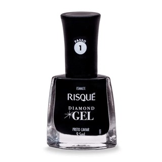 Esmalte Risqué Diamond Gel Preto Caviar Cremoso 9,5ml