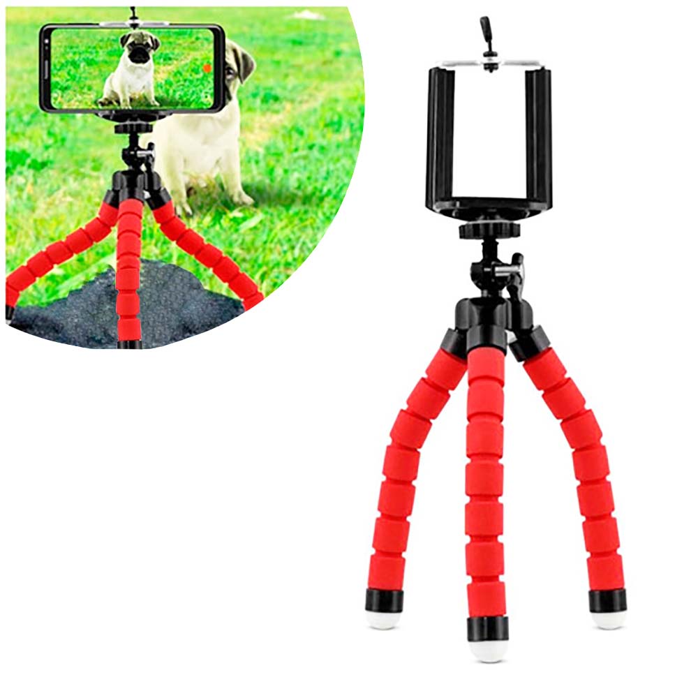 Mini Tripé Flexível para Celular 16cm - Vermelho em Oferta na Shopee