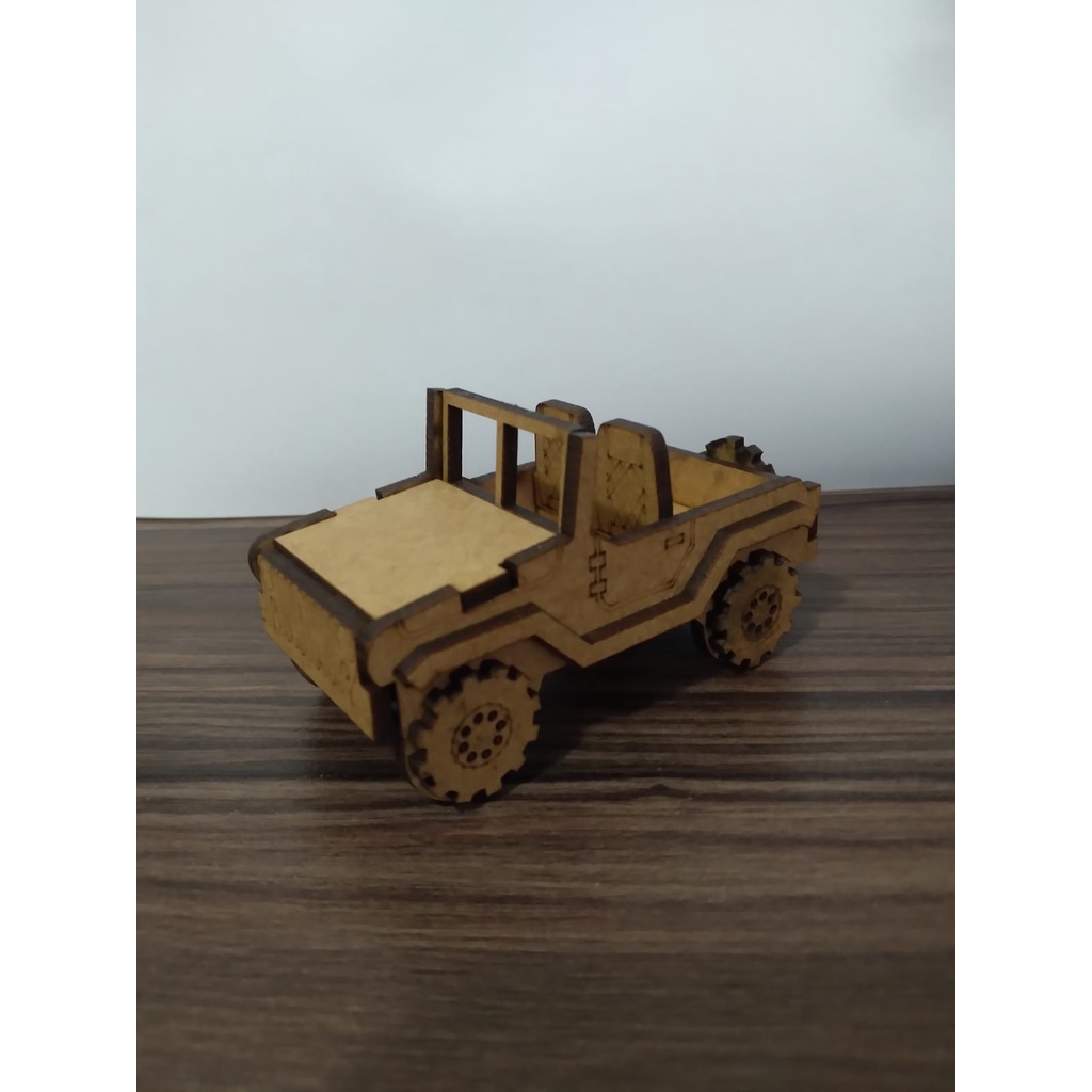 Jipe miniatura 3 unidades desmontado MDF