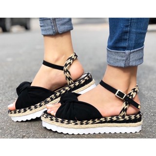 Sandália Feminina Laço Fivela Flatform Tratorada Corda Promoção
