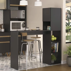 Armário Balcão / Bancada de Cozinha com 1 Porta e 3 Nichos MP6004 Multimóveis Preto