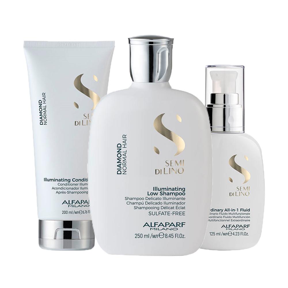 Kit Alfaparf Semi Di Lino Diamond - Shampoo e Condicionador e Finalizador