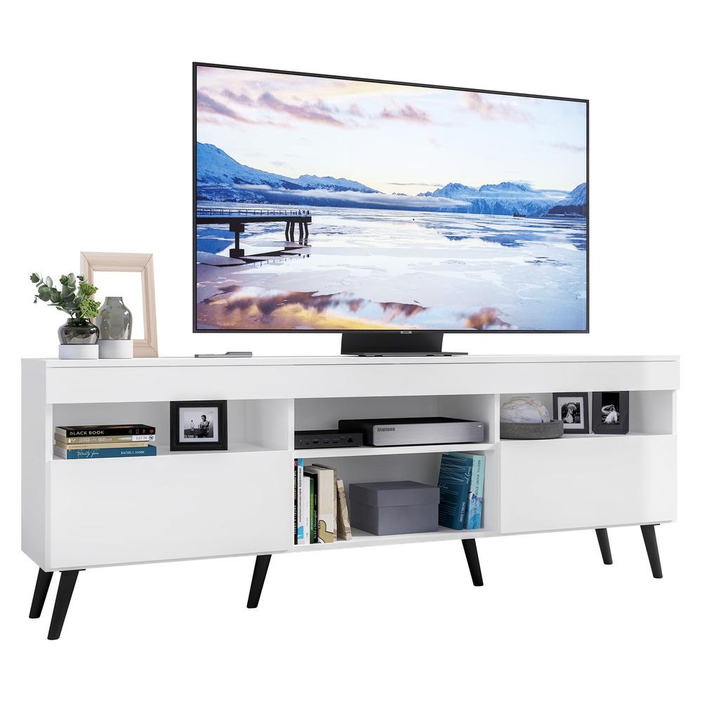 Rack Retrô para TV até 65" Multimóveis Paris FG3327 com 2 Portas Branco/Preto em Oferta na Shopee