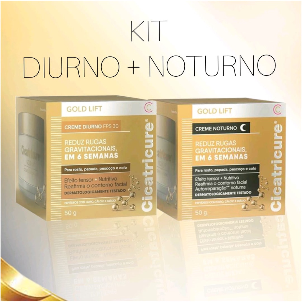 Kit Cicatricure Gold Noturno + Diurno Fps30 Creme Antissinais Facial 50g Cada