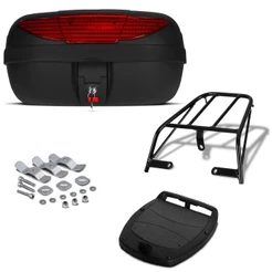 Kit Baú Bauleto Motoboy Smart Box 2 45 Litros + Bagageiro Moto YBR 125 2000 à 2008 Pro Tork