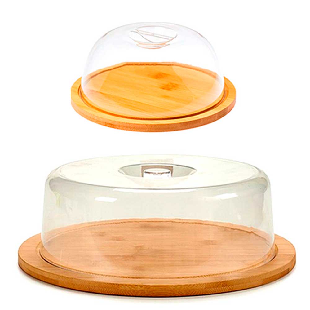 Kit Porta Bolo Queijo bambu mesa café pães boleira queijeira tábua frios geladeira cozinha suporte cúpula pote alimento