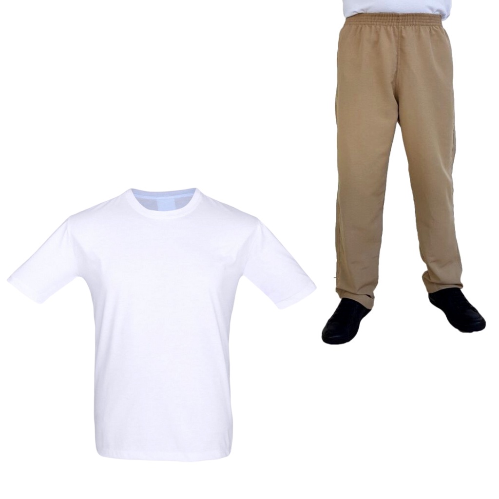 Kit CDP Masculina (Camiseta Branca + Calça Caqui) em Oferta na Shopee