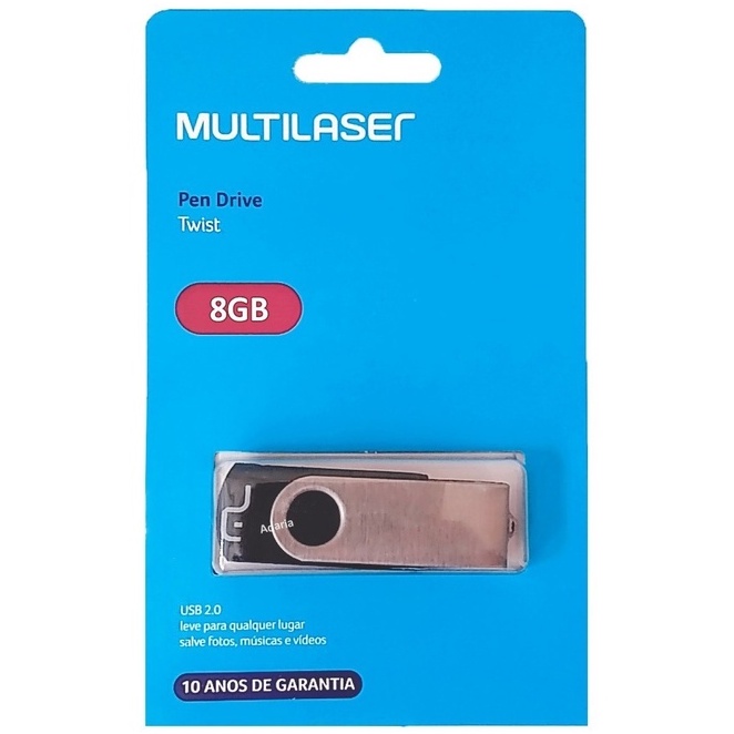 Pen Driver Multilaser 8gb Twist USB 2.0 Original PD587 - Escorrega o Preço