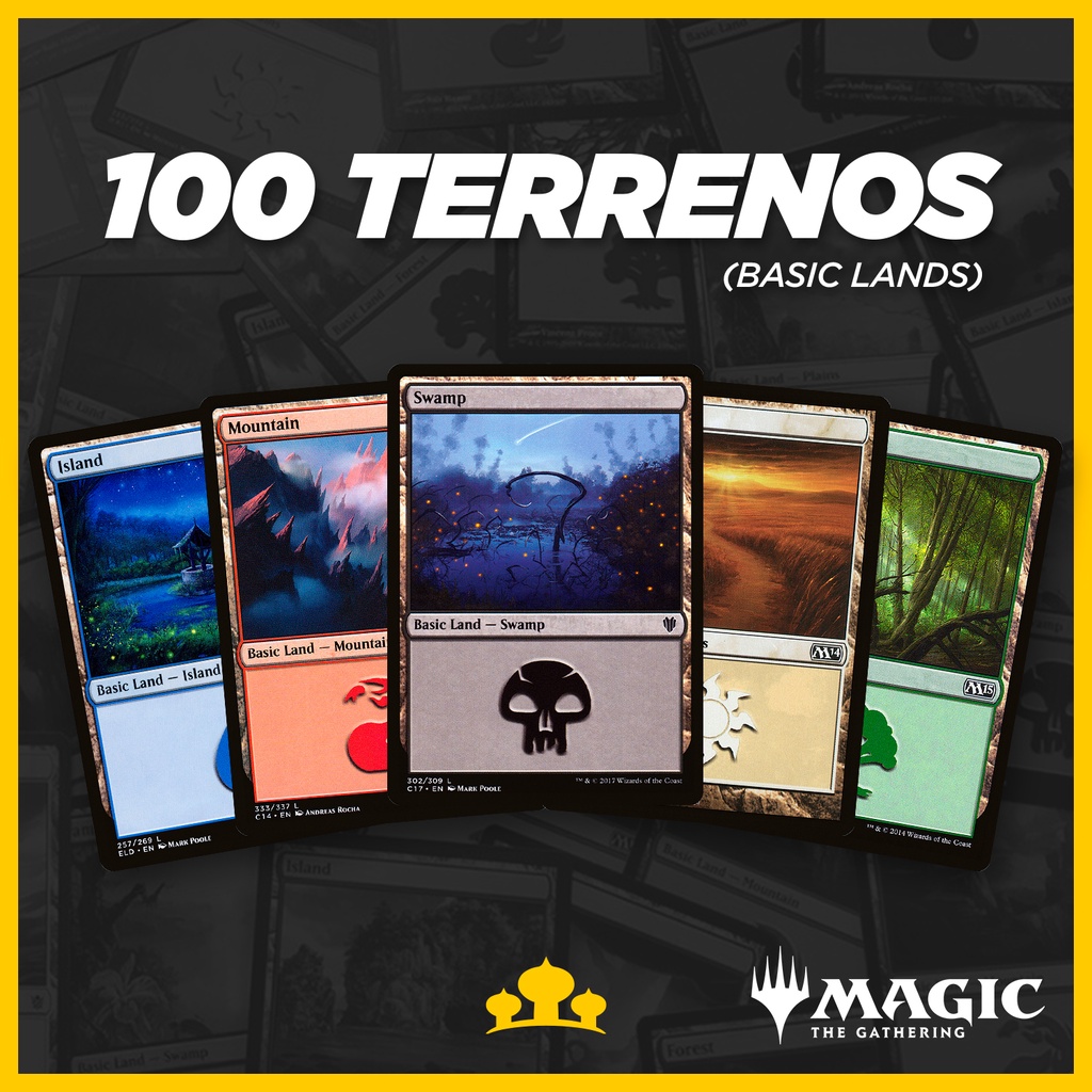 100 terrenos básicos (basic lands)/ mana de Magic the Gathering/lote