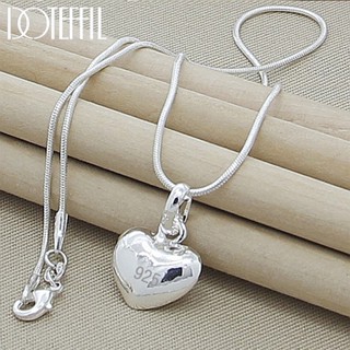 DOTEFFIL Colar Prata Esterlina 925 Pingente De Coração Sólido Pequeno 16-30 Polegadas Cobra Corrente Para Mulheres Casamento Charme Moda Joias