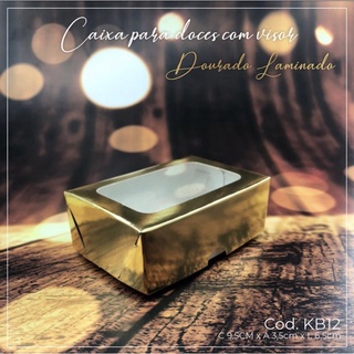 10 Caixas P/ Doces Presente C/Visor Ouro Laminada 9,5X6,5X3,5 Kb12 Baixa (Kb) - Stationery