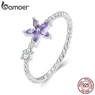 Bamoer 925 Anel De Flor Dainty Para Presentes Femininos
