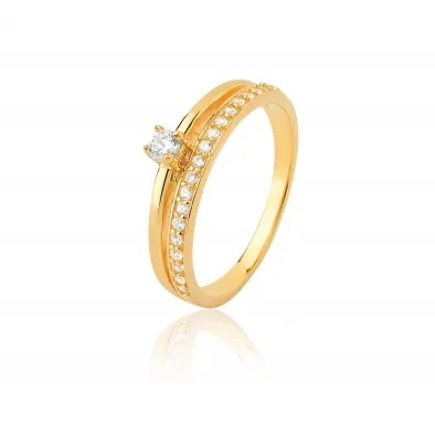 Conjunto 2pçs, 01 Aparador de Alianças + 01 Anel Solitário 1.5mm / Banhado em ouro 18k